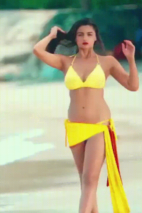 Alia Bhatt Nude yellow Bikini gif, MrDeepFakes